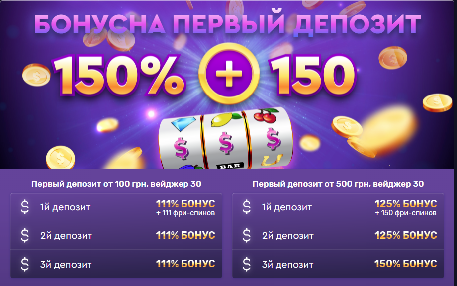 Бонус на депозит в легальных казино Украины